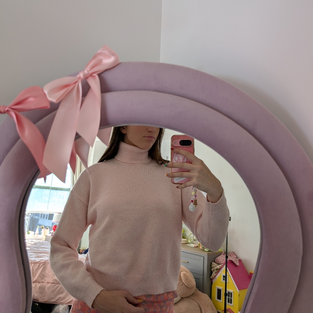 Vintage Soft Pink Turtleneck Sweater Size Medium